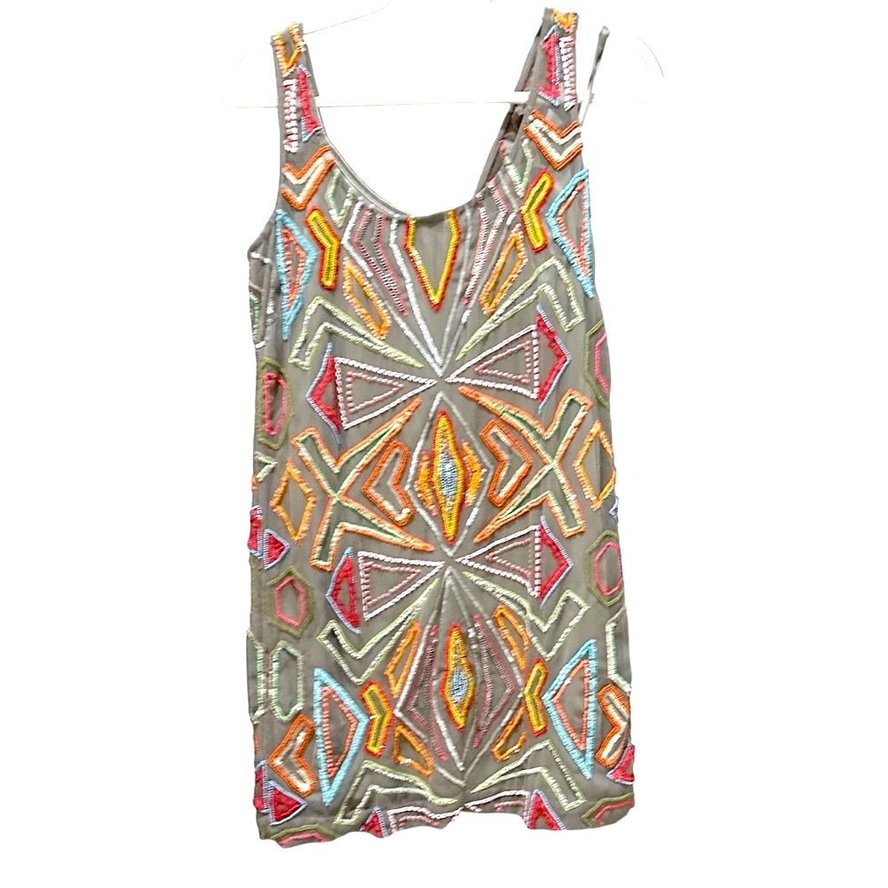 Bebe Geometric Patterned Sequined Slip Dress - Picture 10 of 15
